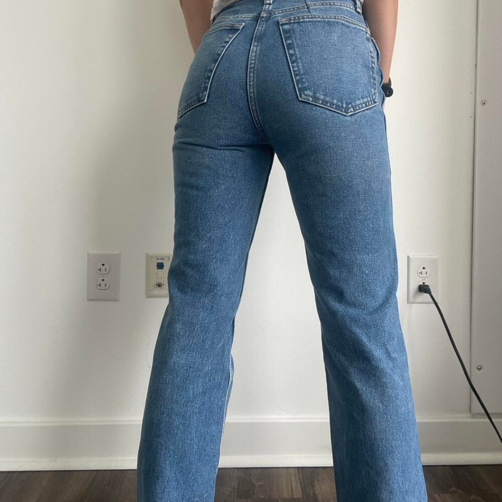 Redone straight leg blue jeans - Picture 2 of 5